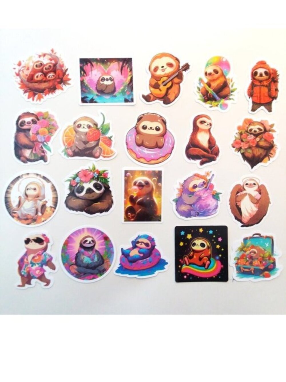Sloth Stickers lot of 20  School Laptop Phone Luggage Crafts Love Fun Music